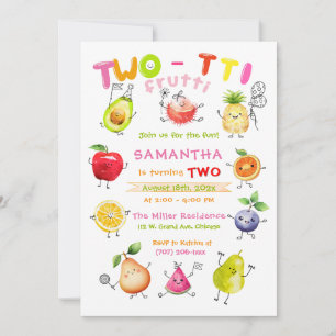 Twotti Frutti Verjaardagsfeest sjabloon Kaart