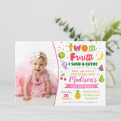 Twotti frutti verjaardagsfeestje uitnodiging (Staand voorkant)