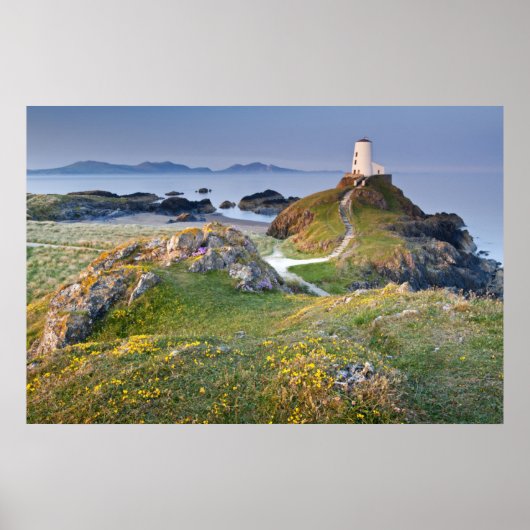 Twr Mawr Lighthouse op Llanddwyn Island Poster (Voorkant)
