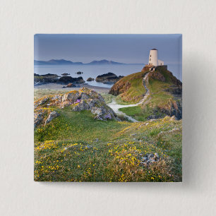 Twr Mawr Lighthouse op Llanddwyn Island Vierkante Button 5,1 Cm
