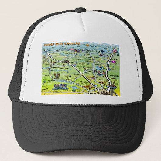 TX Hill Country Cartoomap Trucker Pet (Voorkant)