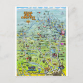 TX Hill Country Cartoon Map Briefkaart (Voorkant)