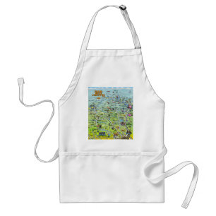 TX Hill Country Cartoon Map Standaard Schort