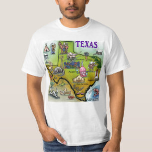 TX Hill Country Cartoon Map T-shirt