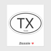 TX - Ovaal Texaanse staatscode vinyl sticker (Vel)