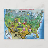 TX USA Map Briefkaart (Voorkant)