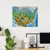 TX USA Map Poster (Thuiskantoor)