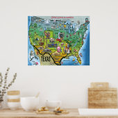 TX USA Map Poster (Keuken)