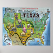 TX USA Map Poster (Voorkant)