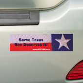 Tx vlag Serve Texas Ze verdient het Bumpersticker (Op auto)