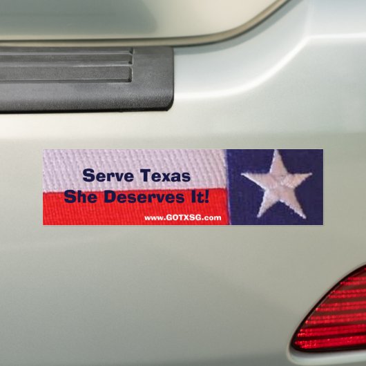 Tx vlag Serve Texas Ze verdient het Bumpersticker (Op auto)