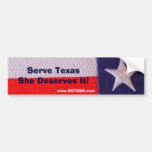 Tx vlag Serve Texas Ze verdient het Bumpersticker (Voorkant)