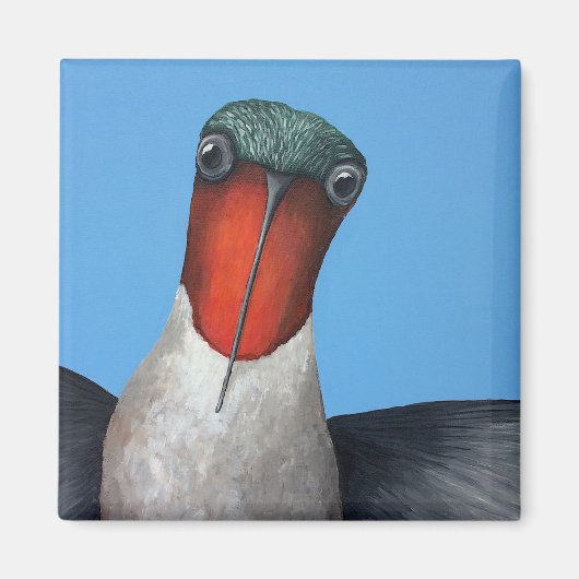 Ty, een robijnrode kolibrie magneet (Voorkant)