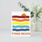 tybee beach ocean sunset summer vacfun briefkaart (Staand voorkant)