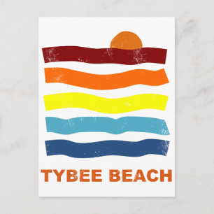 tybee beach ocean sunset summer vacfun briefkaart