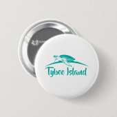 Tybee Green Turtle Ronde Button 5,7 Cm (Voorkant /achterkant)