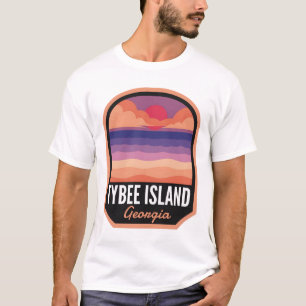 Tybee Island Beach GA Retro Zonsondergang T-shirt