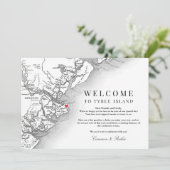 Tybee Island bruiloft welkomstroute Bedankkaart (Staand voorkant)