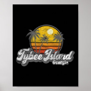 Tybee Island Ga Retro 70's  Surfer Gift Poster