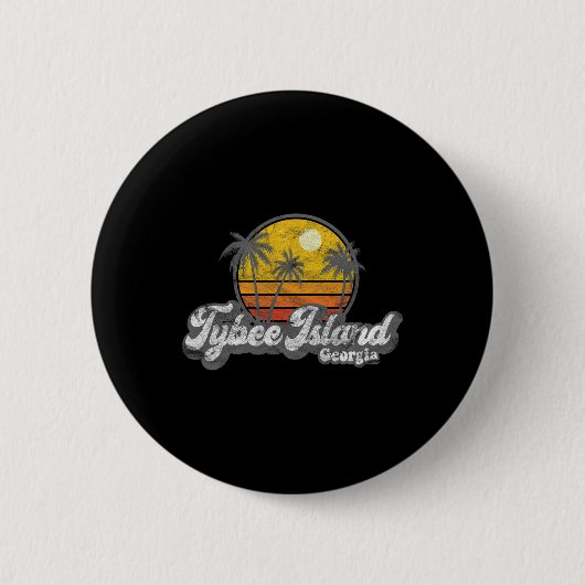Tybee Island Ga Retro 70's Surfer Gift Ronde Button 5,7 Cm (Voorkant)