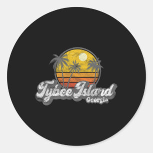 Tybee Island Ga Retro 70's  Surfer Gift Ronde Sticker
