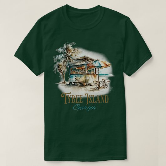 Tybee Island GA Tiki Bar Beach Waterverf Design T T-shirt (Design voorkant)