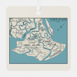 Tybee Island Georgia 1906 Kaart Ornament