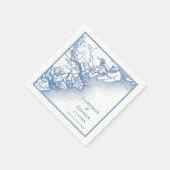 Tybee Island Georgia Kaart Elegant Navy Bruiloft Servet (Hoek)