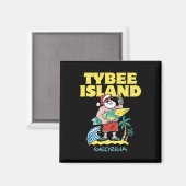 Tybee Island Georgia Kerstsurfen Magneet (Voorkant / Achterkant)