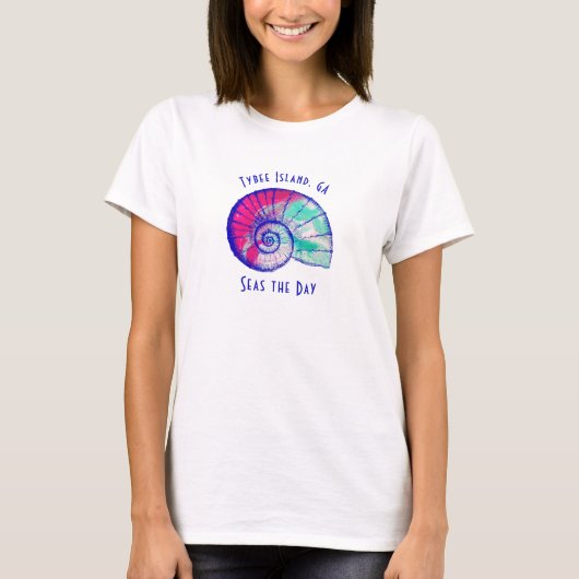 Tybee Island Georgia Kleurrijk Seashell T-shirt (Voorkant)