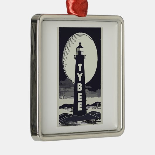 Tybee Island Georgia Lighthouse Moon Metalen Ornament (Rechts)