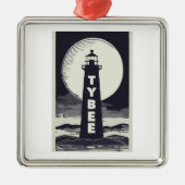Tybee Island Georgia Lighthouse Moon Metalen Ornament (Voorkant)