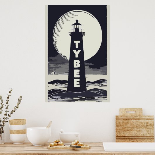 Tybee Island Georgia Lighthouse Moon Poster (Keuken)