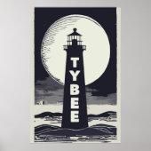 Tybee Island Georgia Lighthouse Moon Poster (Voorkant)