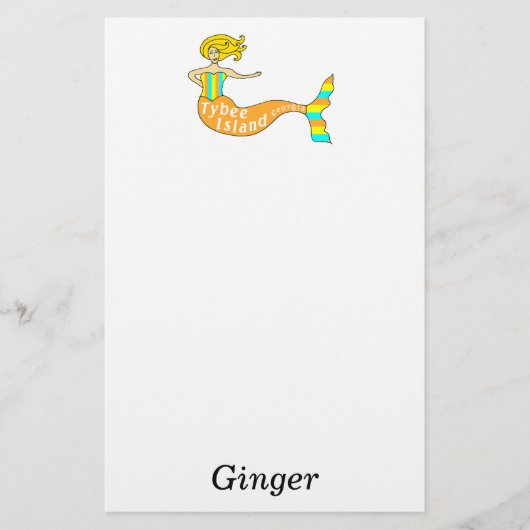 Tybee Island, Georgia Mermaid Briefpapier (Voorkant)