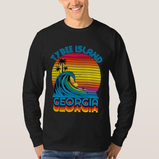 Tybee Island Georgia Retro Throwback Surf & Beach  T-shirt (Voorkant)
