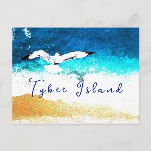 Tybee Island Georgia Seagull Soft over Beach Briefkaart (Voorkant)