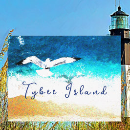 Tybee Island Georgia Seagull Soft over Beach Briefkaart