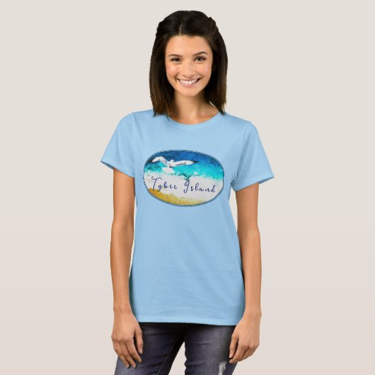 Tybee Island Georgia Soaring Seagull Beach T-shirt (Voorkant volledig)