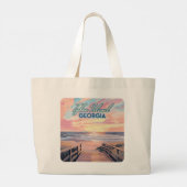 Tybee Island Georgia Sunrise Beach Savannah Grote Tote Bag (Achterkant)