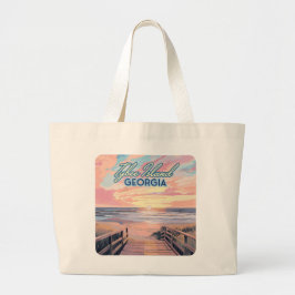 Tybee Island Georgia Sunrise Beach Savannah Grote Tote Bag