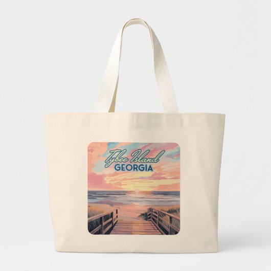 Tybee Island Georgia Sunrise Beach Savannah Grote Tote Bag (Voorkant)