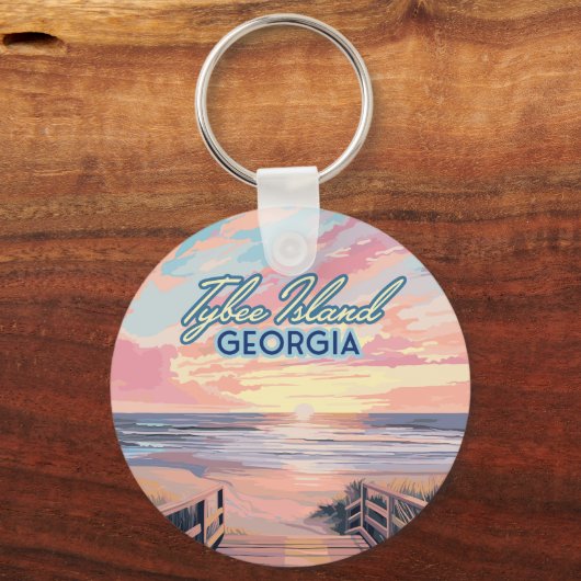 Tybee Island Georgia Sunrise Beach Savannah Sleutelhanger (Achterkant)