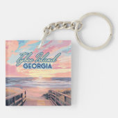 Tybee Island Georgia Sunrise Beach Savannah Sleutelhanger (Achterkant)