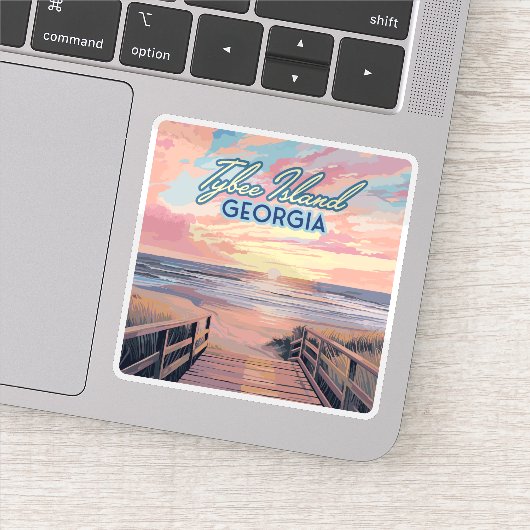 Tybee Island Georgia Sunrise Beach Savannah Sticker (Detail)