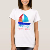 Tybee Island Georgia Vacation Waterverf Sailboot T-shirt (Voorkant)