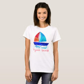 Tybee Island Georgia Vacation Waterverf Sailboot T-shirt (Voorkant volledig)
