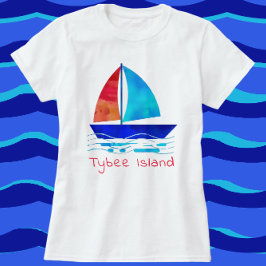 Tybee Island Georgia Vacation Waterverf Sailboot T-shirt
