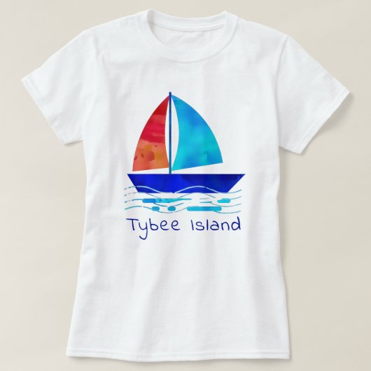 Tybee Island Georgia Vacation Waterverf Sailboot T-shirt (Design voorkant)