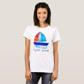 Tybee Island Georgia Vacation Waterverf Sailboot T-shirt (Voorkant volledig)
